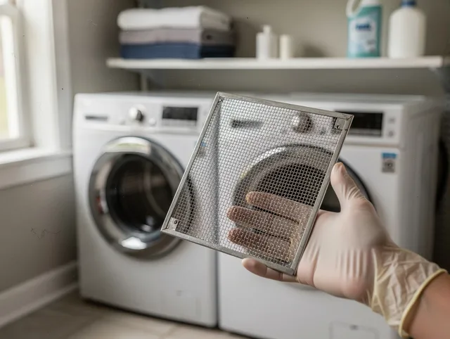 Maynard Dryer Vent Cleaning specialist performing detailed lint trap cleaning service in Maynard