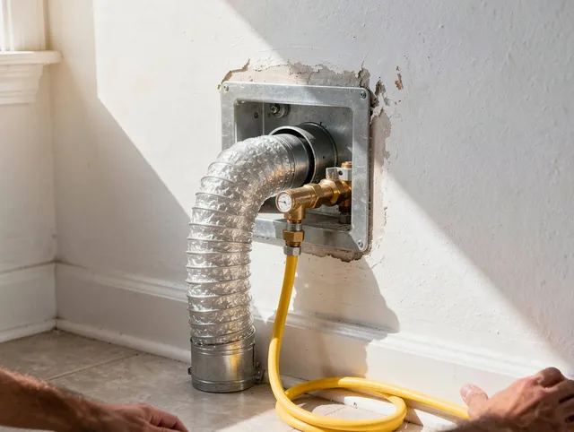 Maynard Dryer Vent Cleaning certified technician performing specialized gas dryer vent cleaning in Maynard